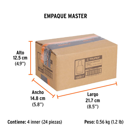 Dado de 5/32', 12 puntas, cuadro 1/4', Truper