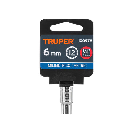 Dado de 6 mm, 12 puntas, cuadro 1/4', Truper