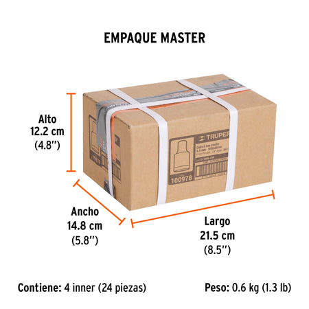 Dado de 6 mm, 12 puntas, cuadro 1/4', Truper