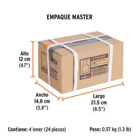Dado de 3/16', 12 puntas, cuadro 1/4', Truper