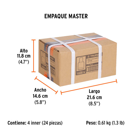 Dado de 7/32', 12 puntas, cuadro 1/4', Truper