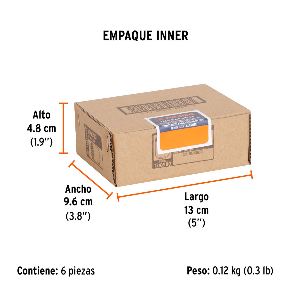 Dado de 8 mm, 12 puntas, cuadro 1/4', Truper
