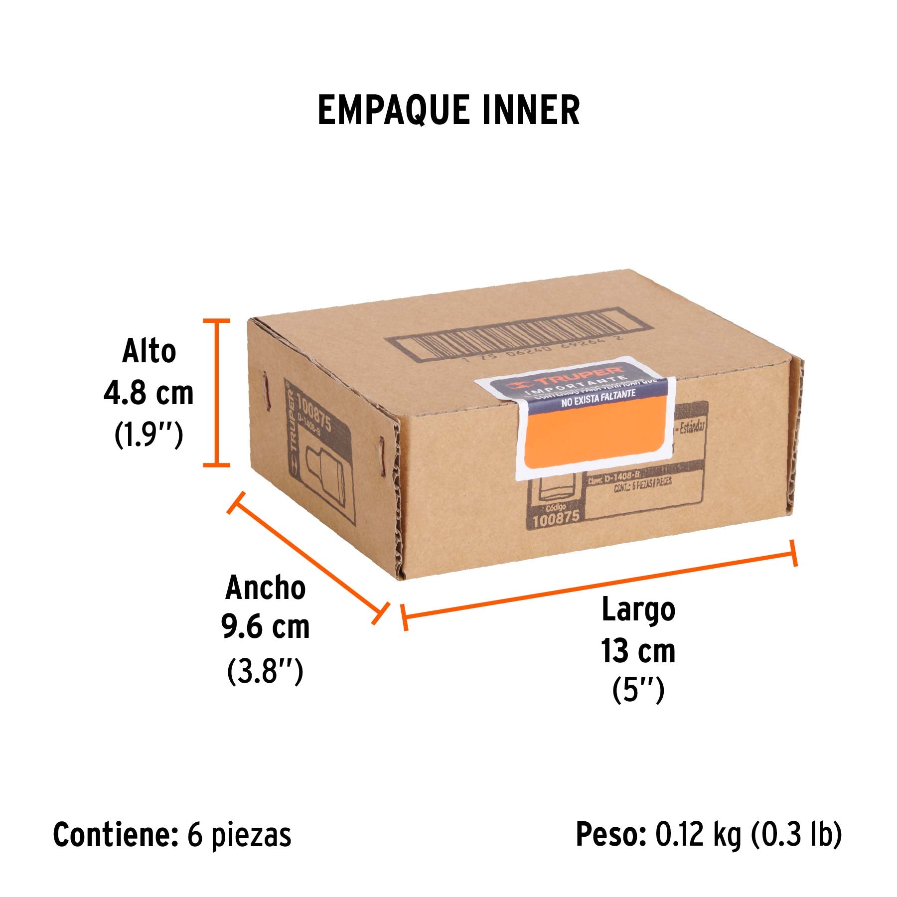 Dado de 1/4', 12 puntas, cuadro 1/4', Truper