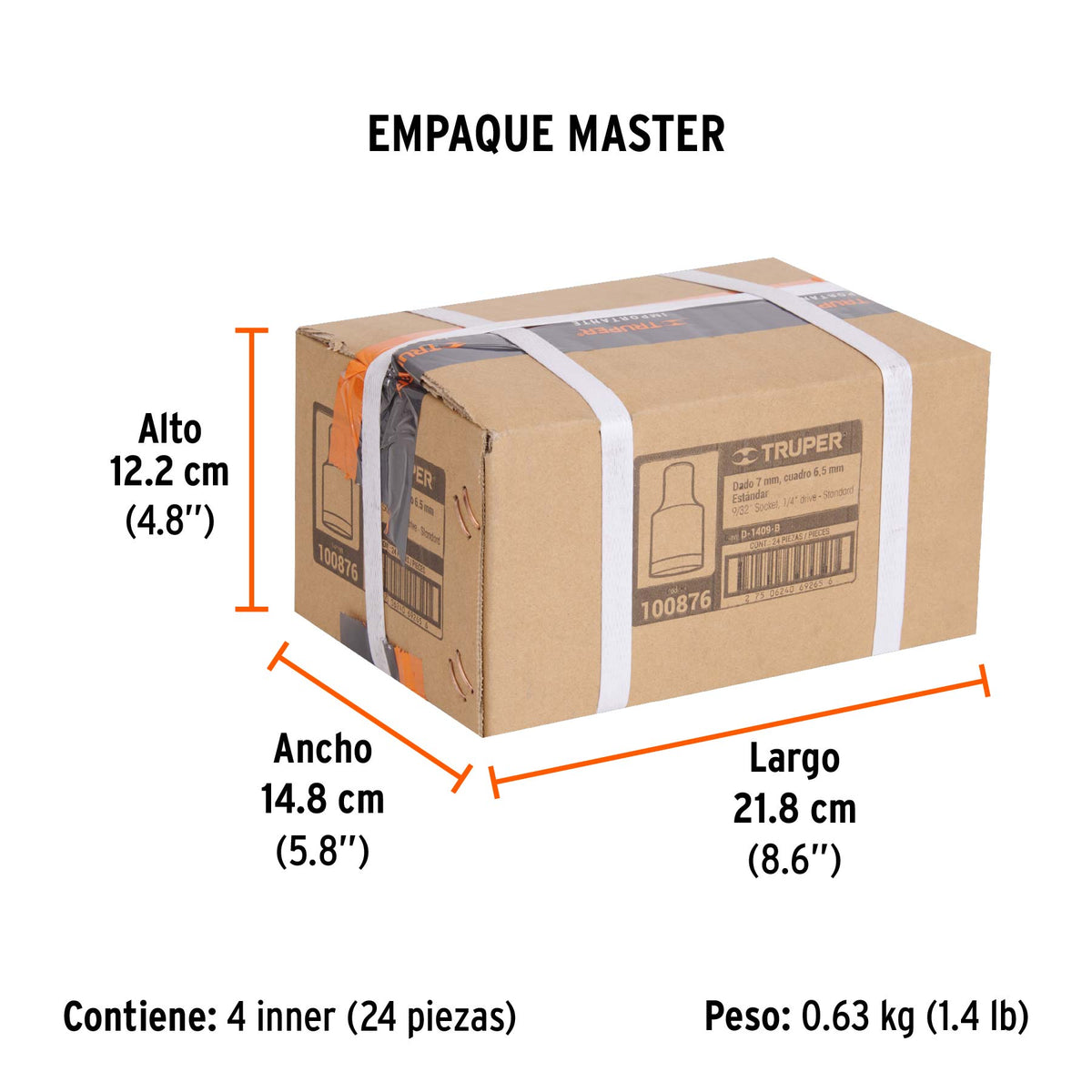 Dado de 9/32', 12 puntas, cuadro 1/4', Truper