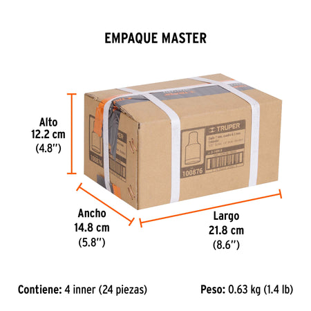 Dado de 9/32', 12 puntas, cuadro 1/4', Truper
