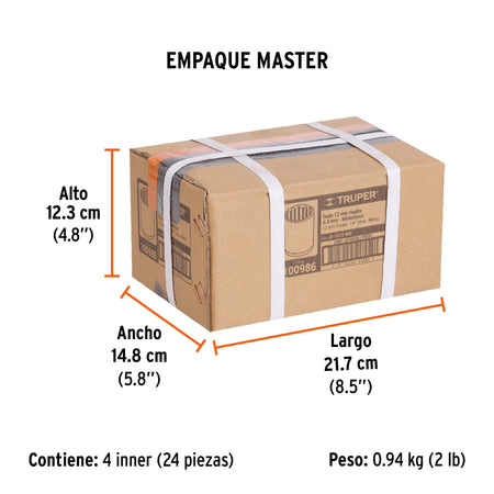 Dado de 12 mm, 12 puntas, cuadro 1/4', Truper