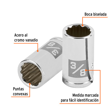 Dado de 3/8', 12 puntas, cuadro 1/4', Truper