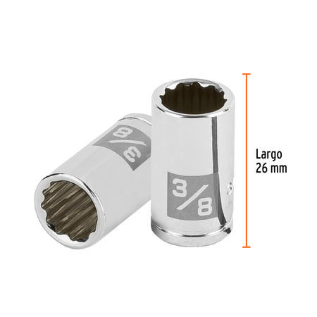 Dado de 3/8', 12 puntas, cuadro 1/4', Truper