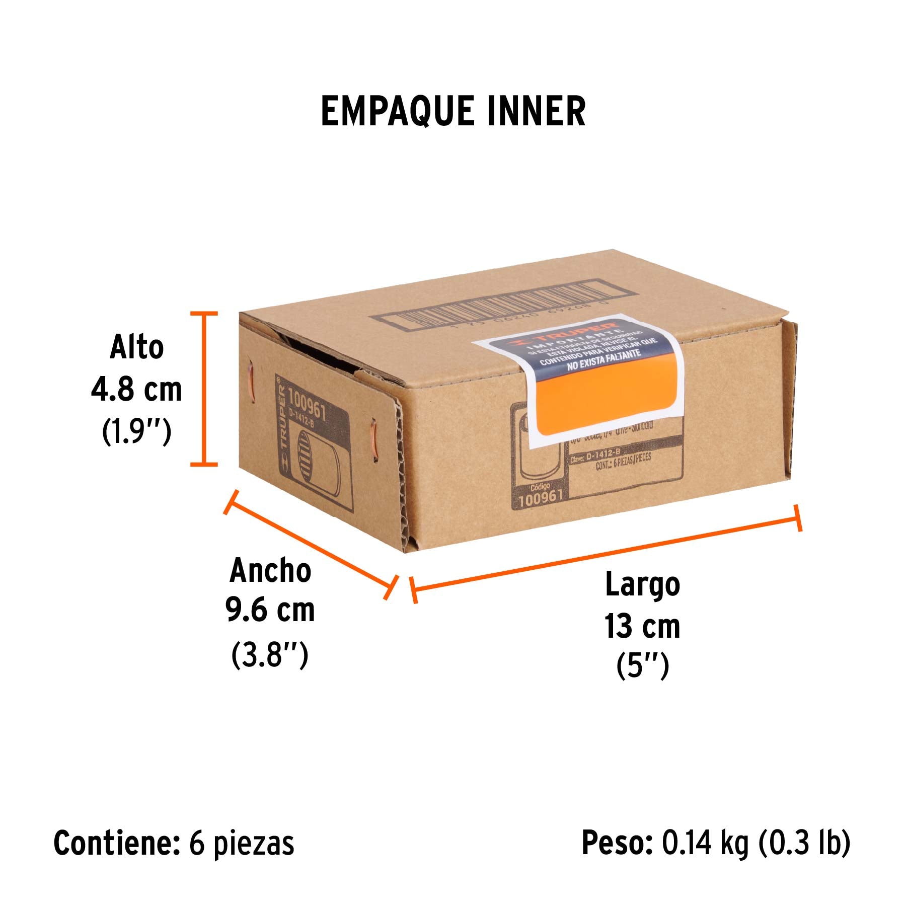 Dado de 3/8', 12 puntas, cuadro 1/4', Truper