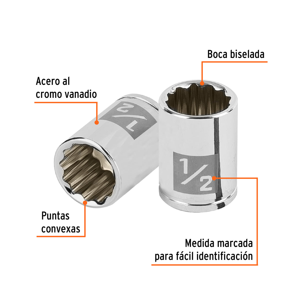 Dado de 1/2', 12 puntas, cuadro 1/4', Truper