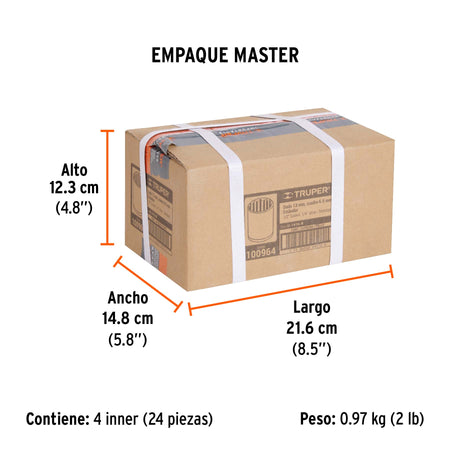 Dado de 1/2', 12 puntas, cuadro 1/4', Truper