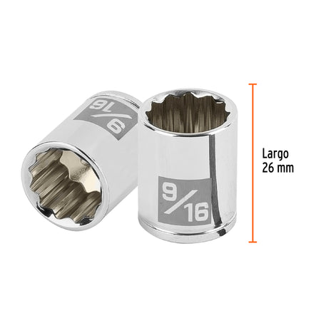 Dado de 9/16', 12 puntas, cuadro 1/4', Truper