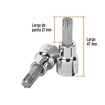 Dado punta torx T-50, cuadro 3/8', Truper
