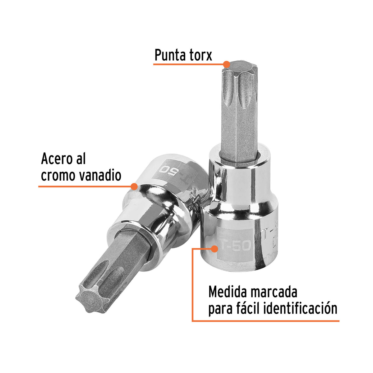 Dado punta torx T-50, cuadro 3/8', Truper