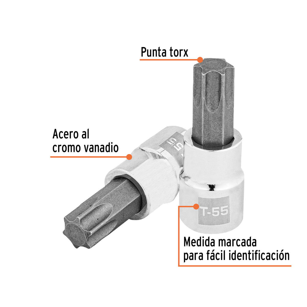 Dado punta torx T-55, cuadro 3/8', Truper