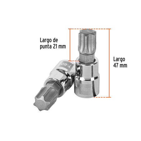 Dado punta torx T-60, cuadro 3/8', Truper
