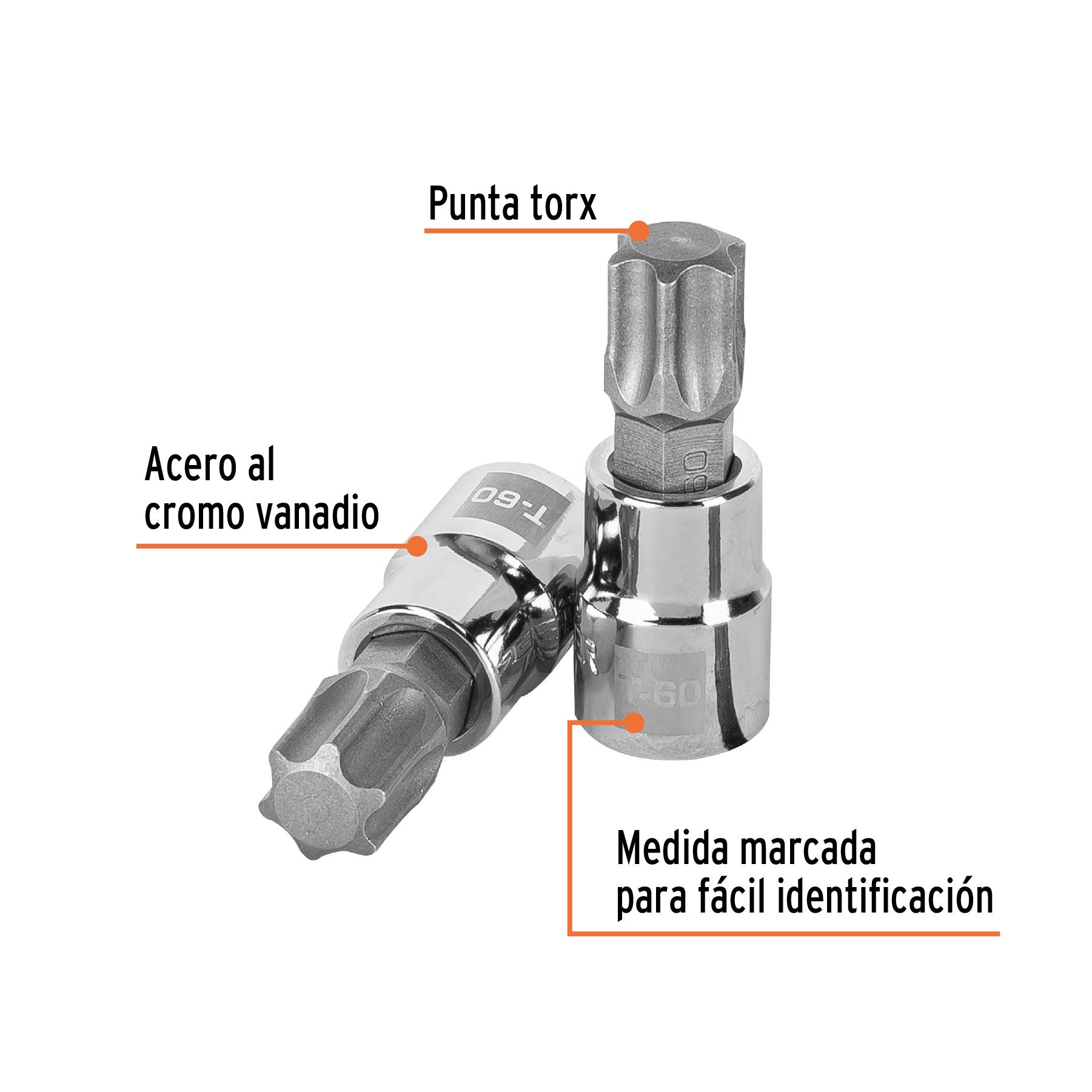 Dado punta torx T-60, cuadro 3/8', Truper