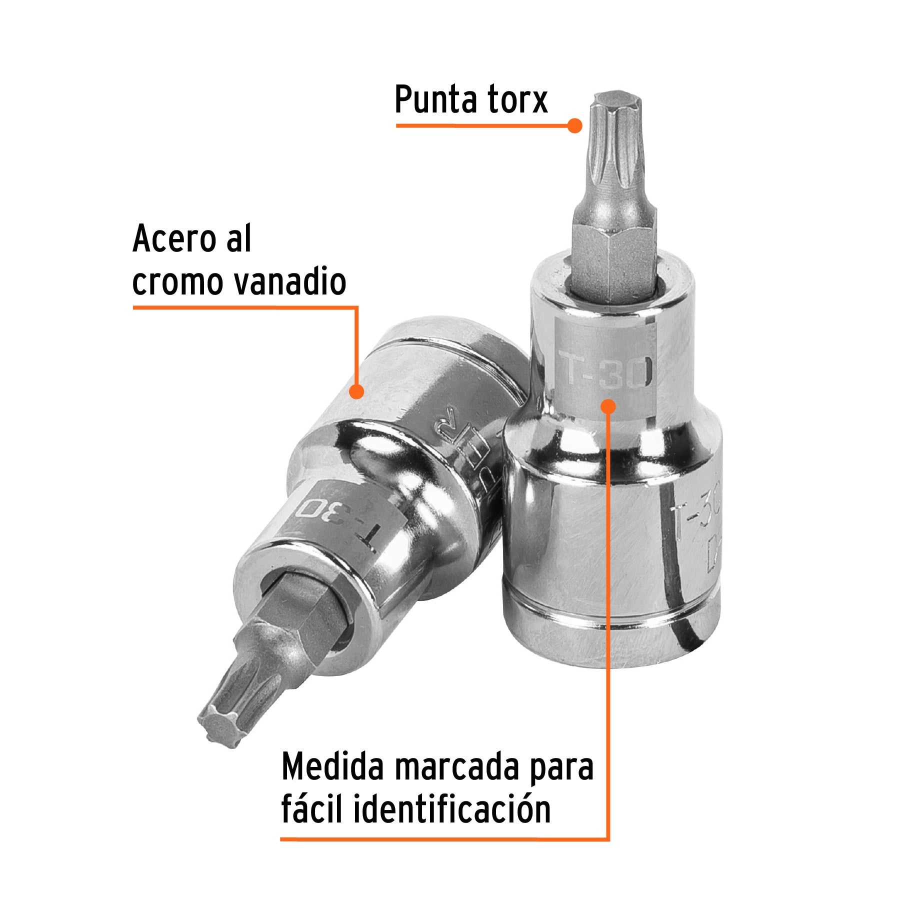 Dado punta torx T-30, cuadro 1/2', Truper