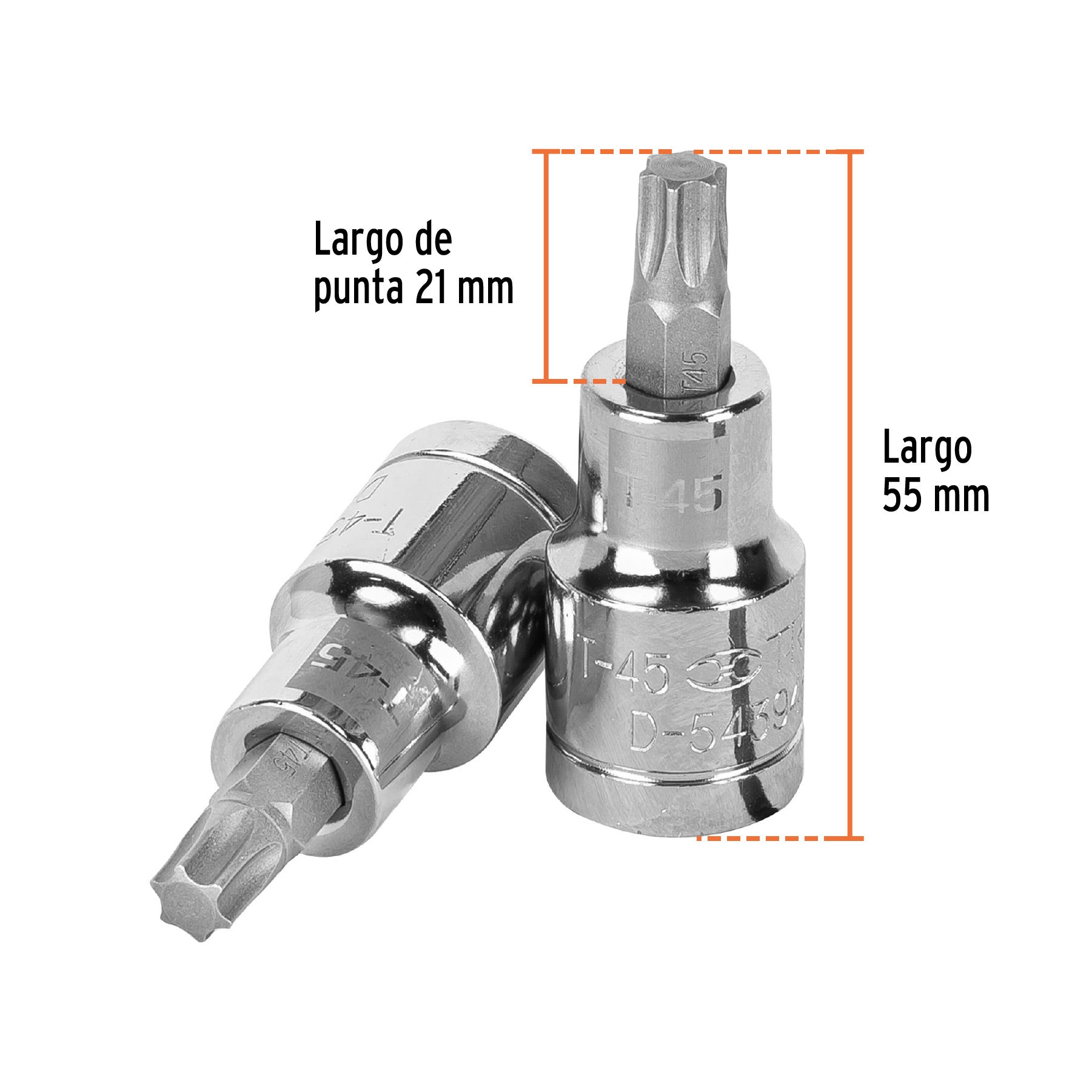 Dado punta torx T-45, cuadro 1/2', Truper