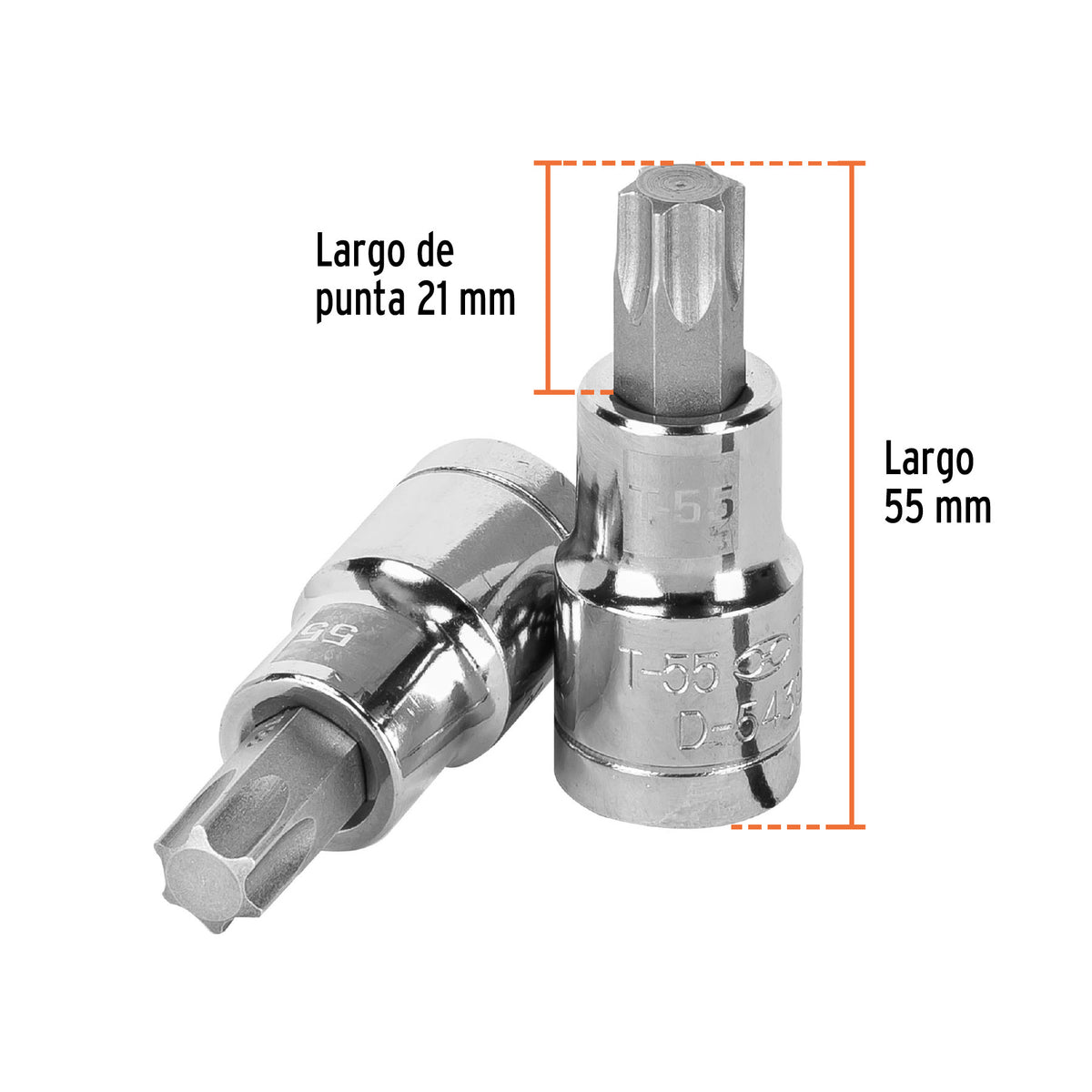 Dado punta torx T-55, cuadro 1/2', Truper