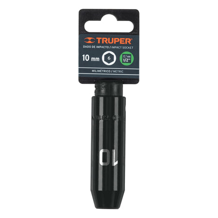 Dado largo cuadro 1/2' de impacto 6 puntas de 10 mm, Truper 1/2', 10 mm