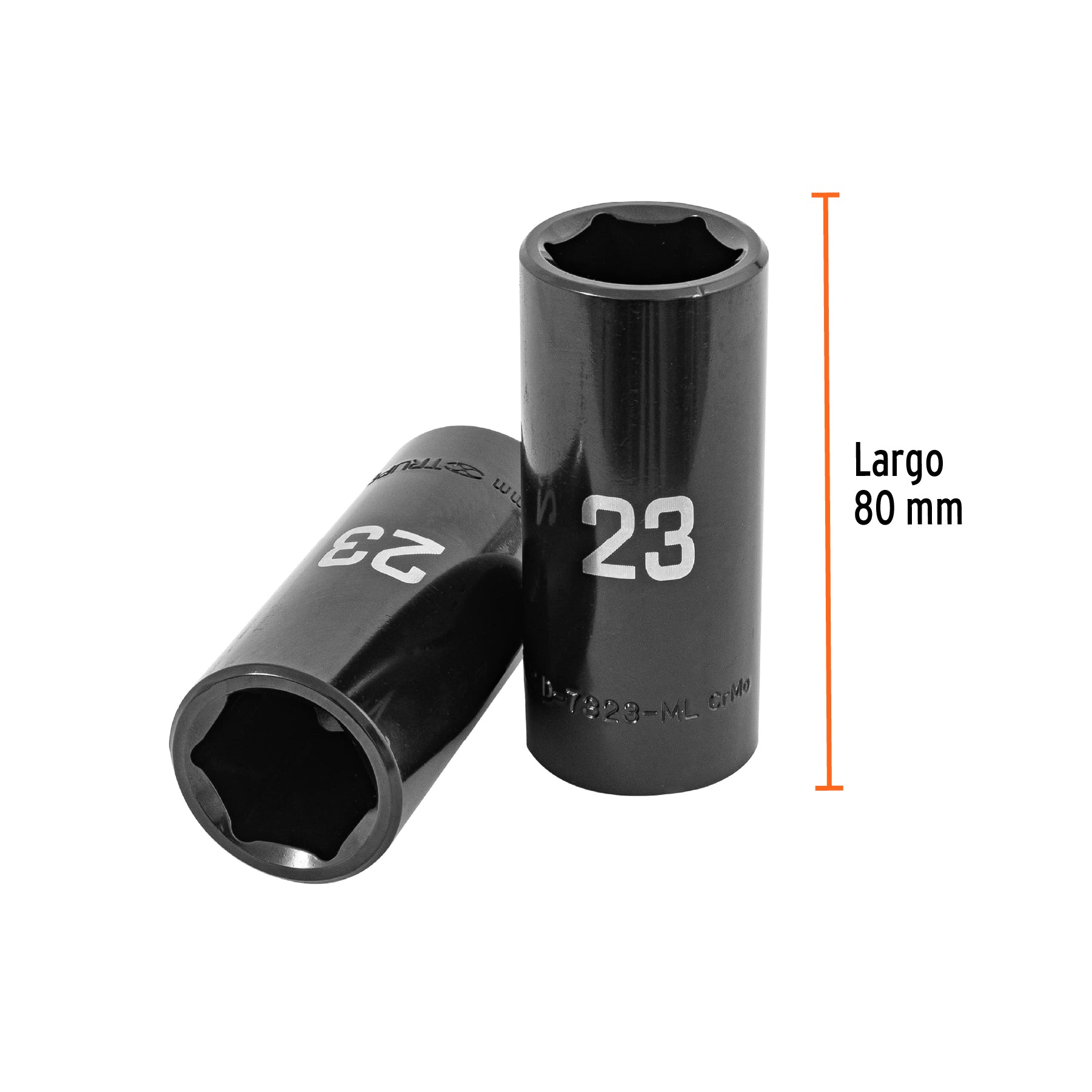 Dado largo impacto de 23 mm, 6 puntas, cuadro 1/2', Truper