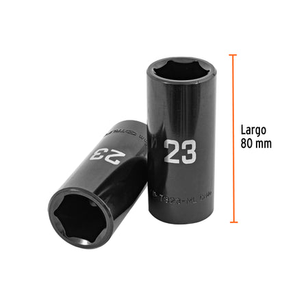 Dado largo impacto de 23 mm, 6 puntas, cuadro 1/2', Truper