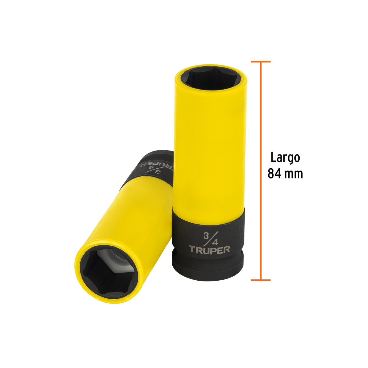 Dado largo impacto prot. plást. 3/4', 6 puntas, cuadro 1/2'