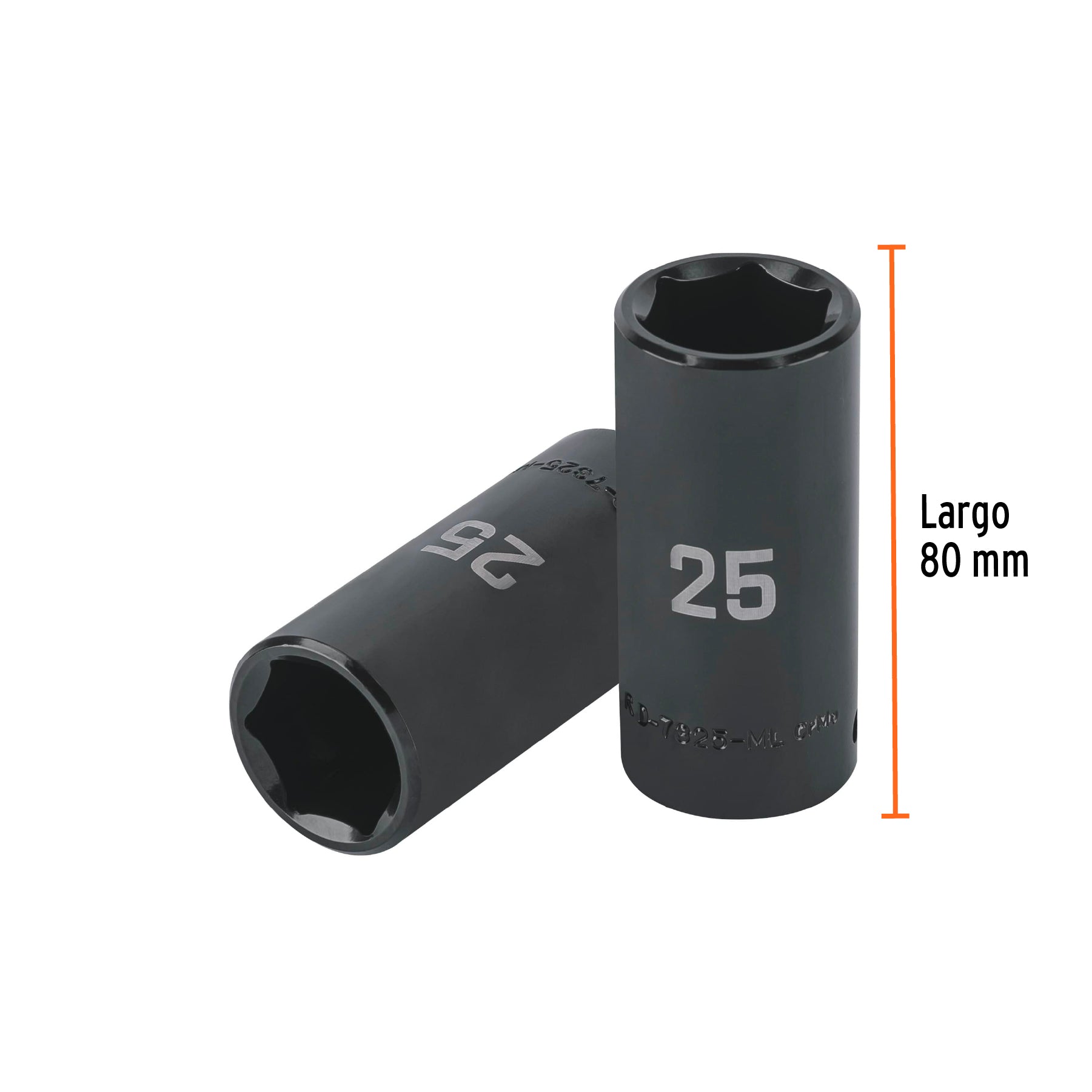 Dado largo impacto de 25 mm, 6 puntas, cuadro 1/2', Truper