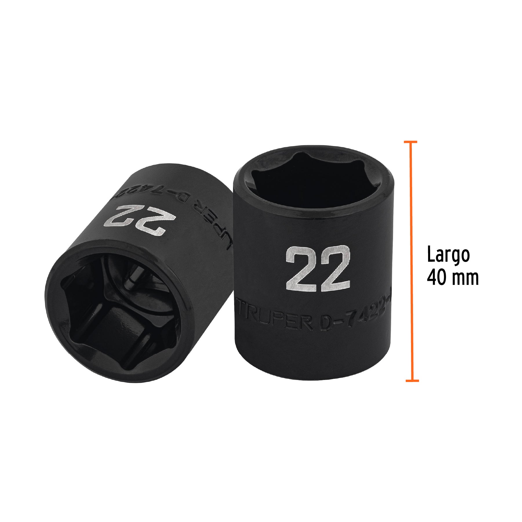 Dado de impacto de 22 mm, 6 puntas, cuadro 1/2', Truper
