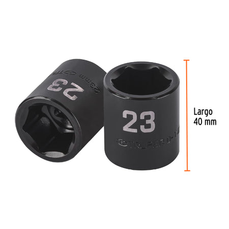 Dado de impacto de 23 mm, 6 puntas, cuadro 1/2', Truper