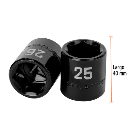 Dado de impacto de 25 mm, 6 puntas, cuadro 1/2', Truper