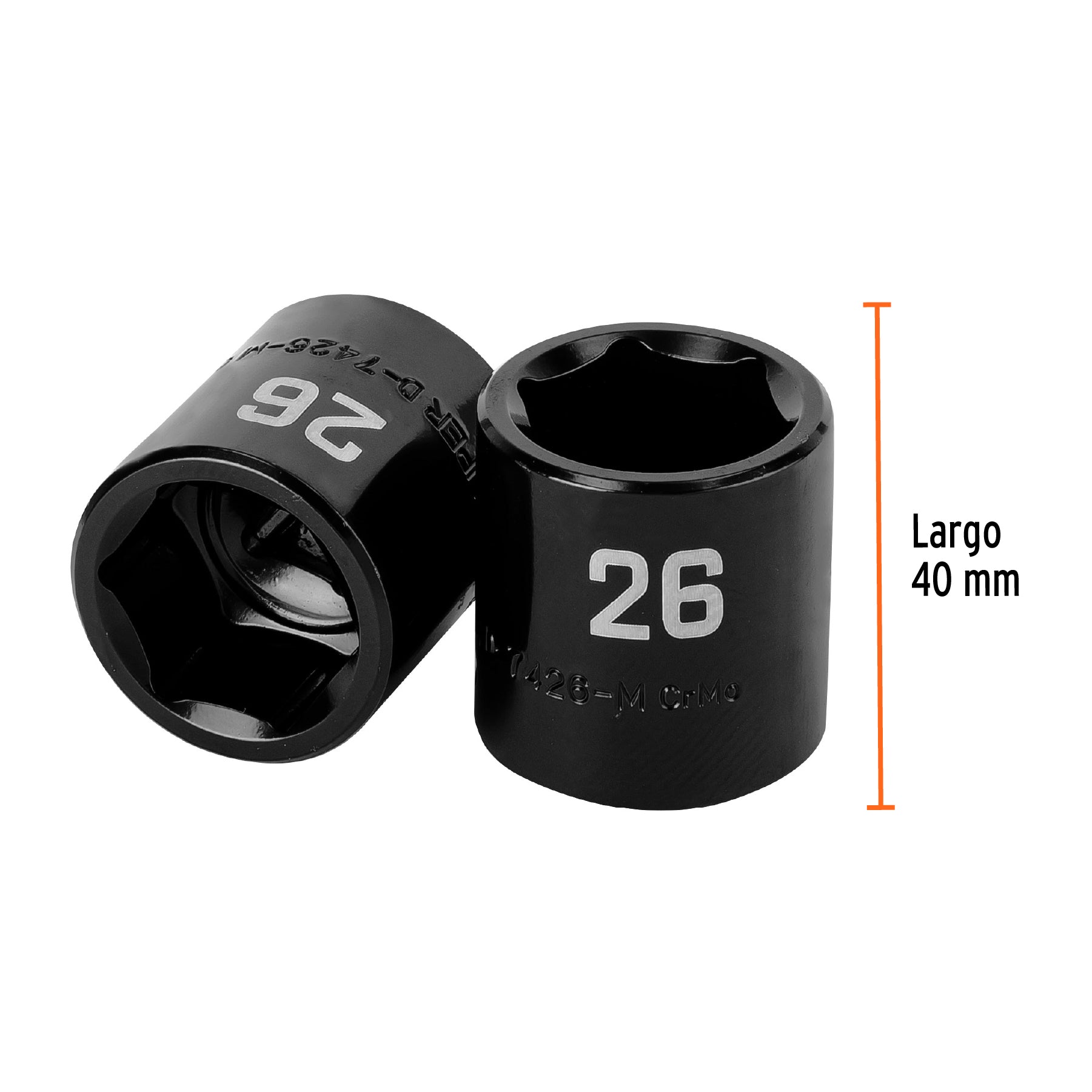 Dado de impacto de 26 mm, 6 puntas, cuadro 1/2', Truper