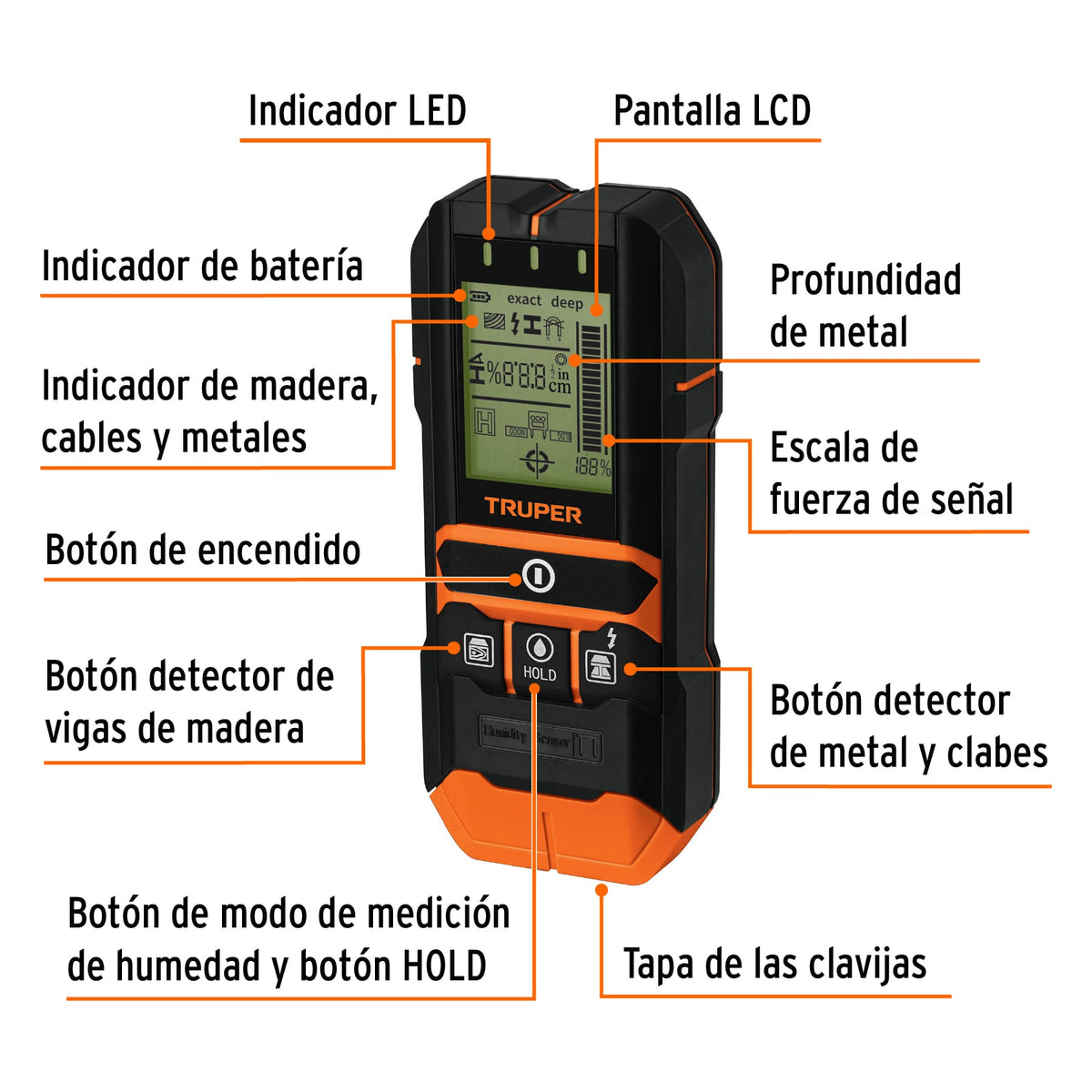 Detector de materiales detras de muros profundidad max 12cm