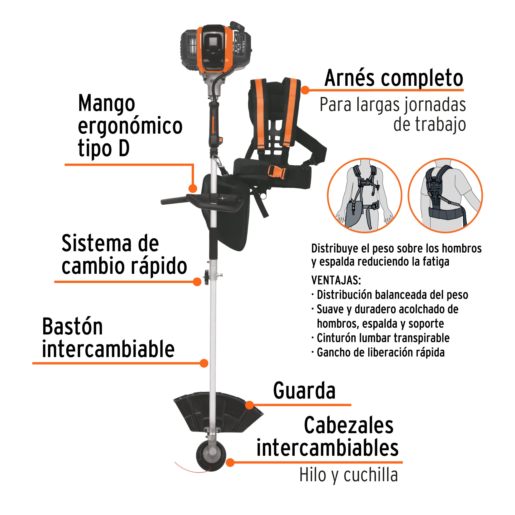 Desbrozadora multifuncional 4 en 1 a gasolina 45 cc Truper
