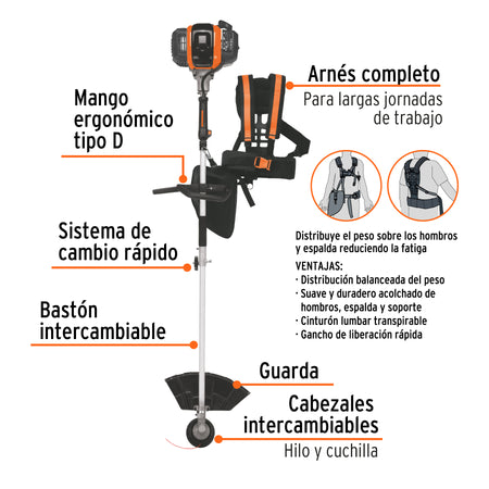 Desbrozadora multifuncional 4 en 1 a gasolina 45 cc Truper