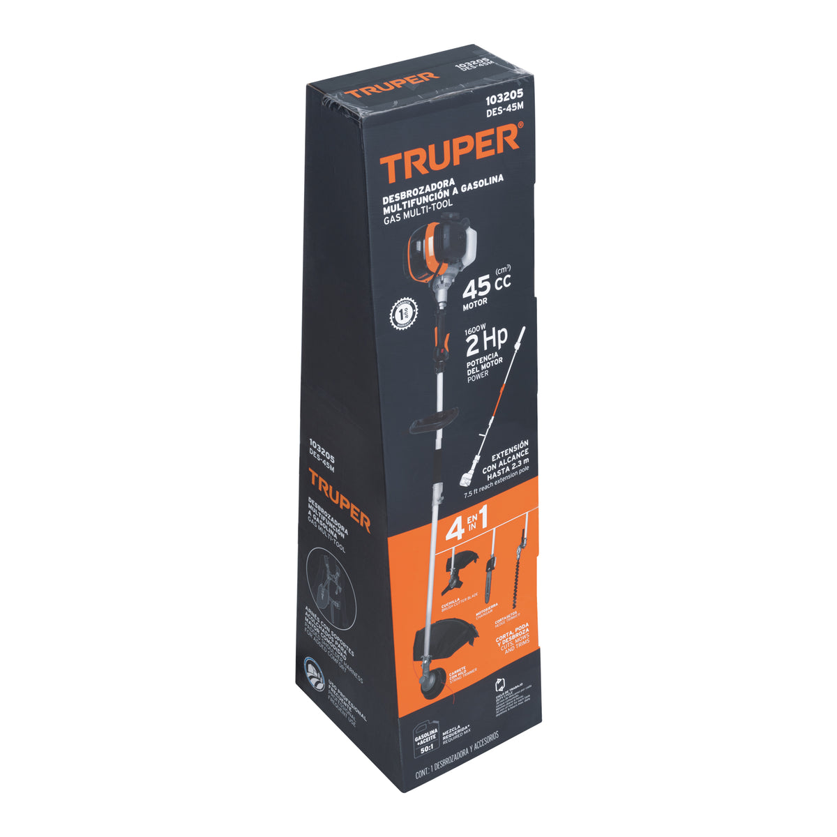 Desbrozadora multifuncional 4 en 1 a gasolina 45 cc Truper