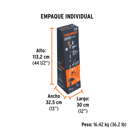 Desbrozadora multifuncional 4 en 1 a gasolina 45 cc Truper