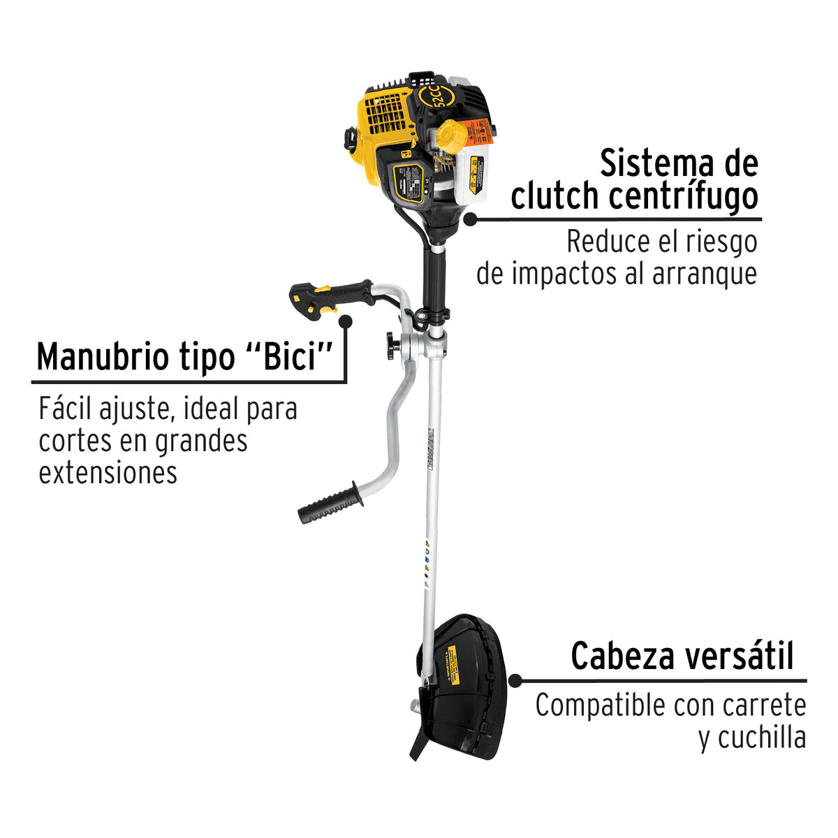 Desmalezadora a gasolina 52 cc mango tipo "bici"  Pretul