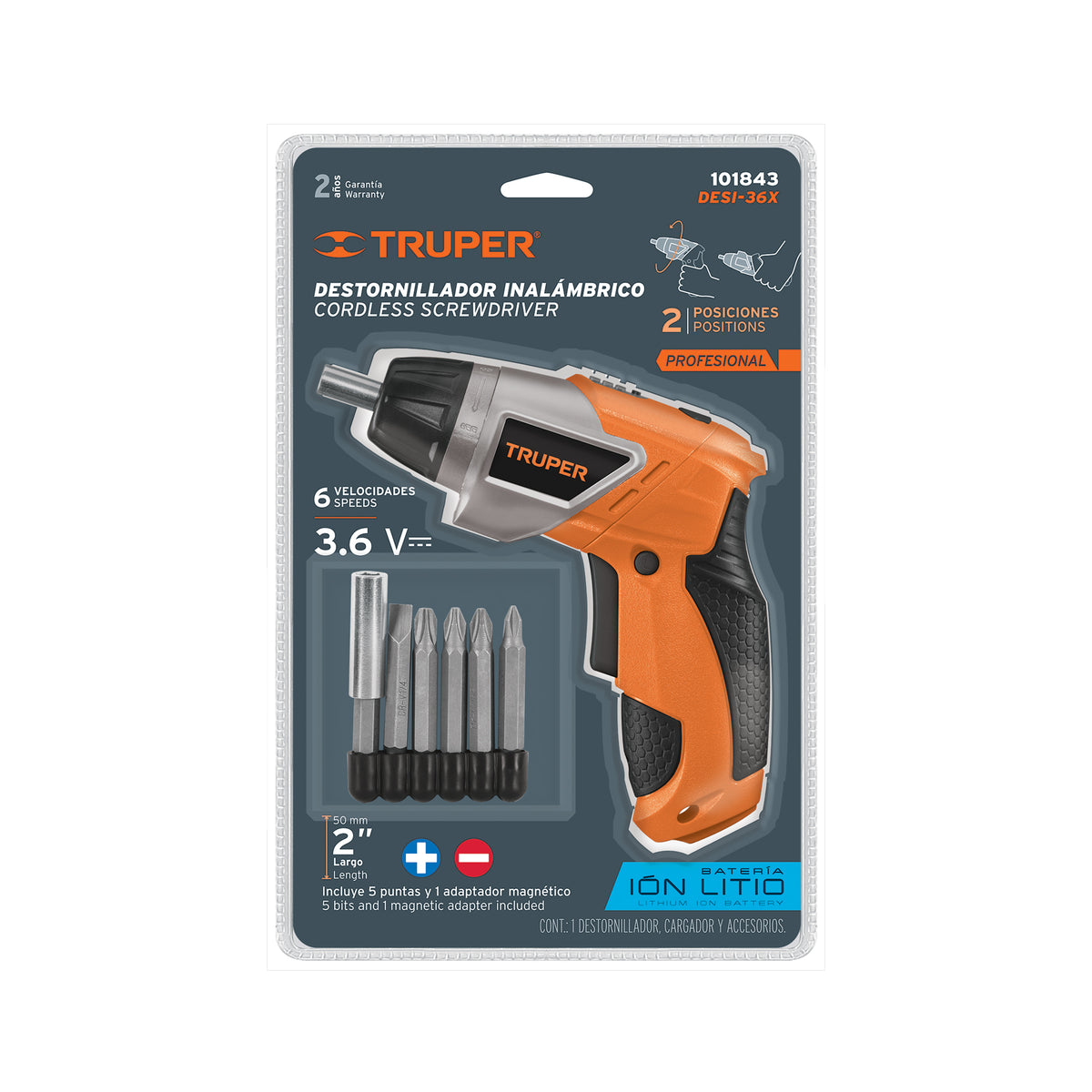 Destornillador 3.6V 2 posiciones PRO