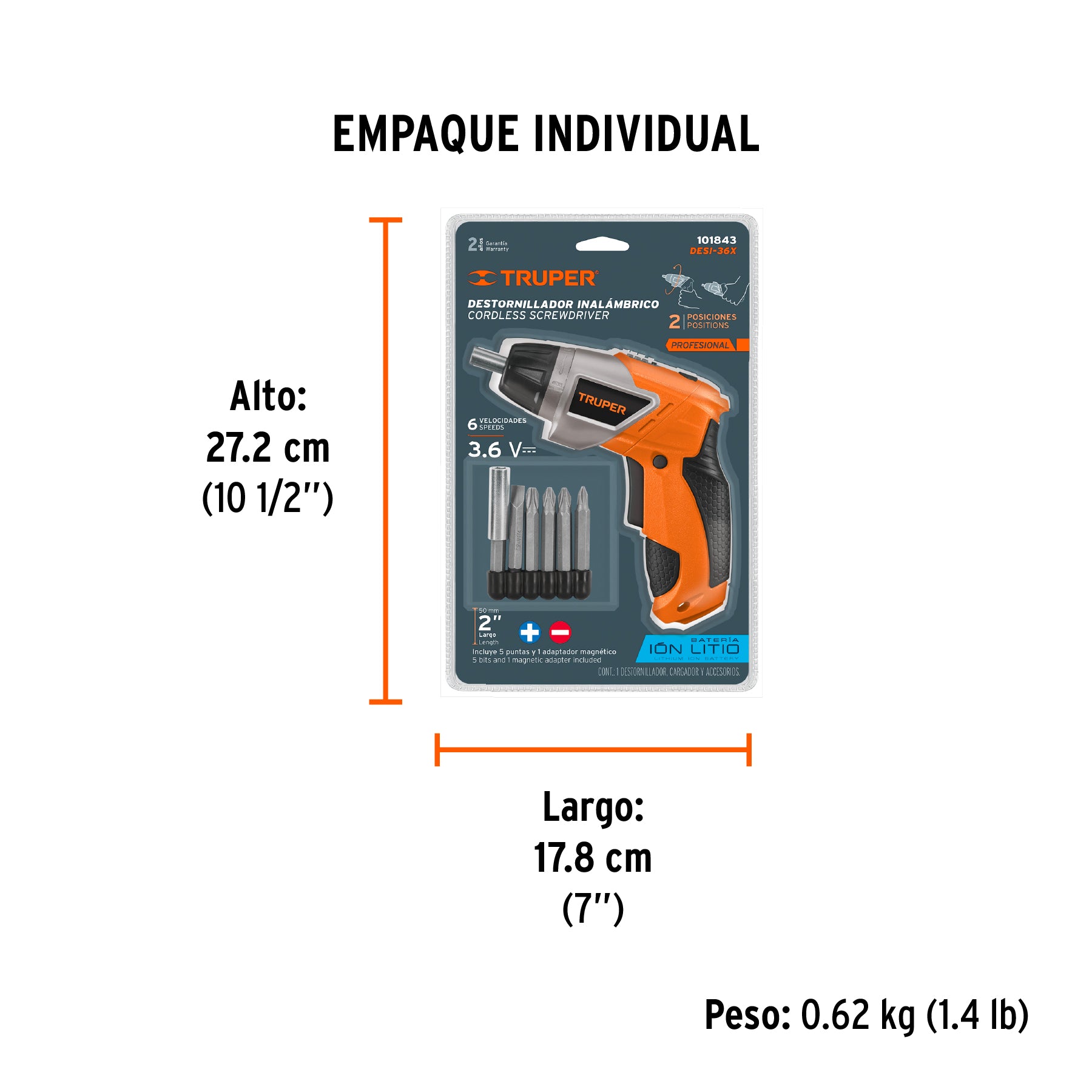 Destornillador 3.6V 2 posiciones PRO