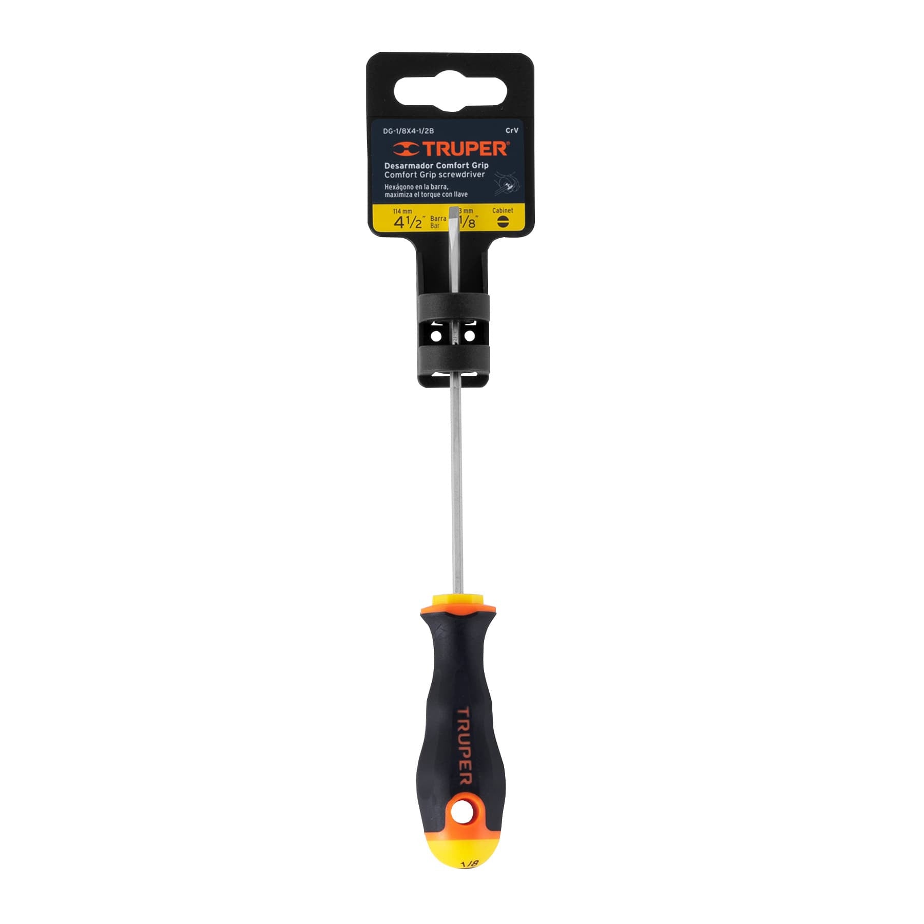 Desarmador cabinet 1/8' x 4-1/2' mango Comfort Grip, Truper