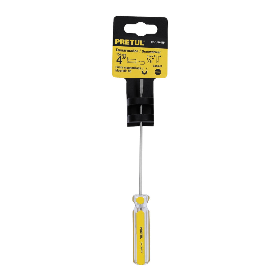 Desarmador cabinet 1/8 x 4' mango de PVC, Pretul 8 x 4'