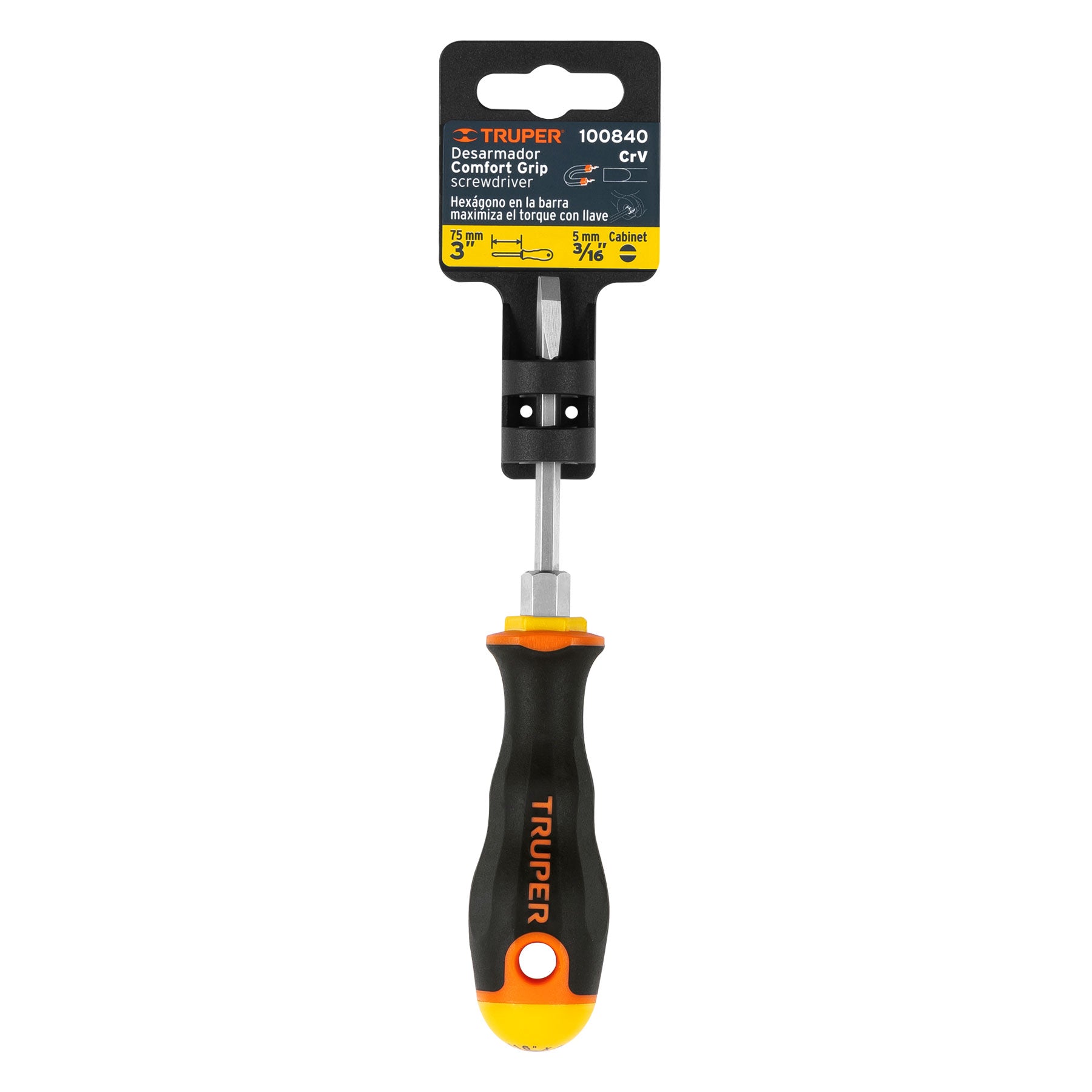 Desarmador cabinet 3/16 x 3' mango Comfort Grip, Truper