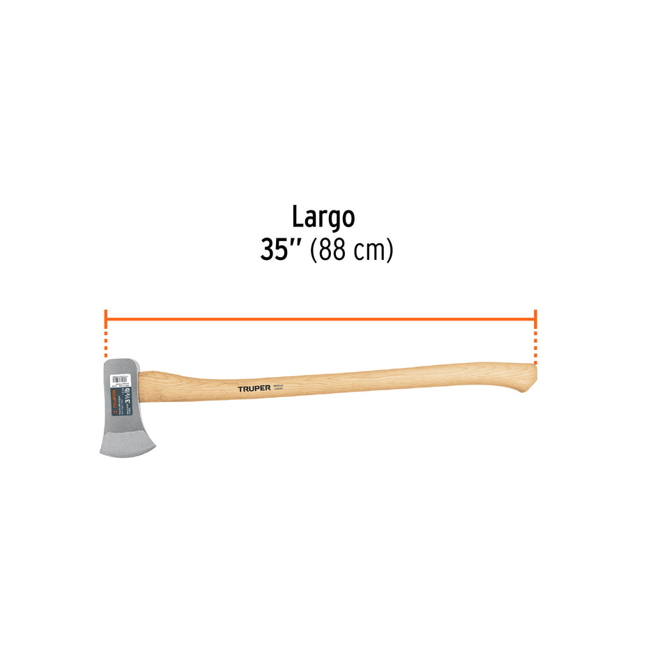 Hacha doble Michigan 3-1/2 lbs, mango de hickory 35', Truper