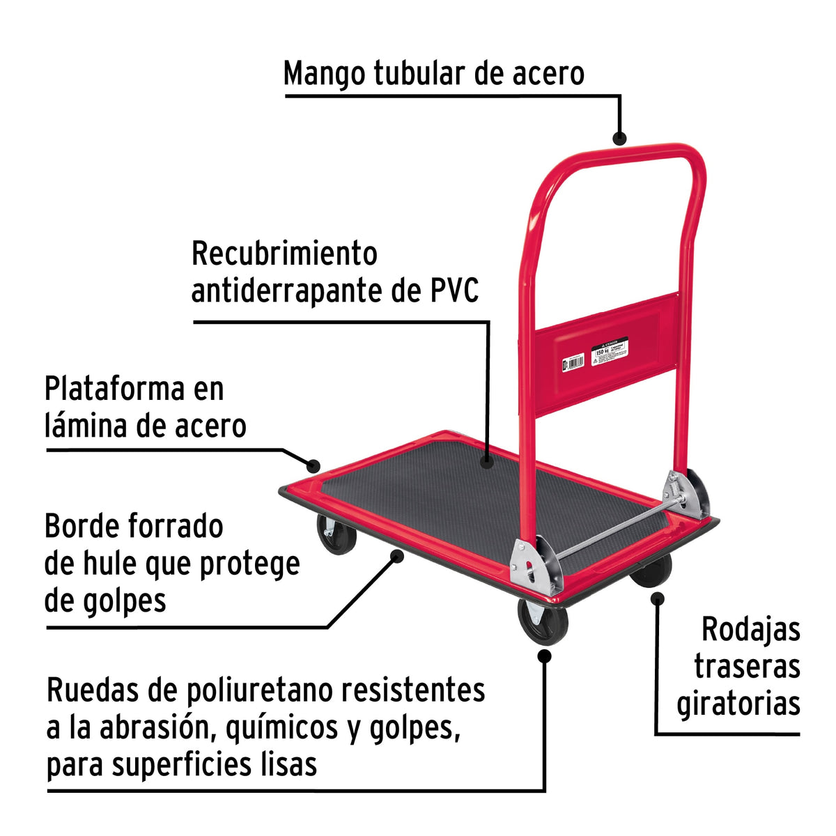 Carro de carga plegable tipo plataforma Pretul 150 kg