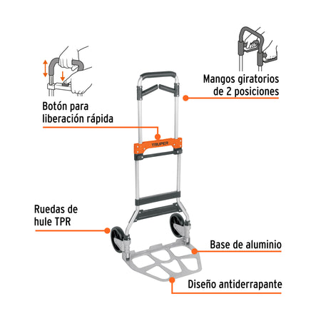 Diablo de carga plegable mango abatible 170 kg Truper