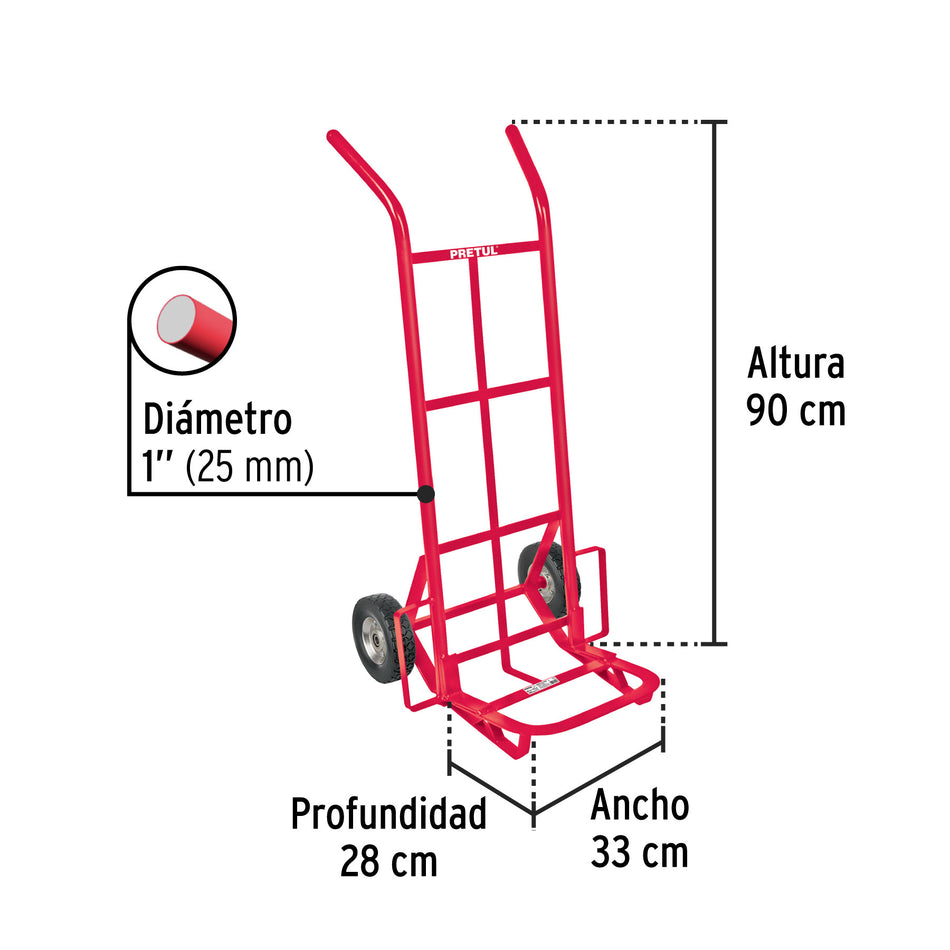 Diablo de carga de ruedas solidas balero sencillo 200 kg