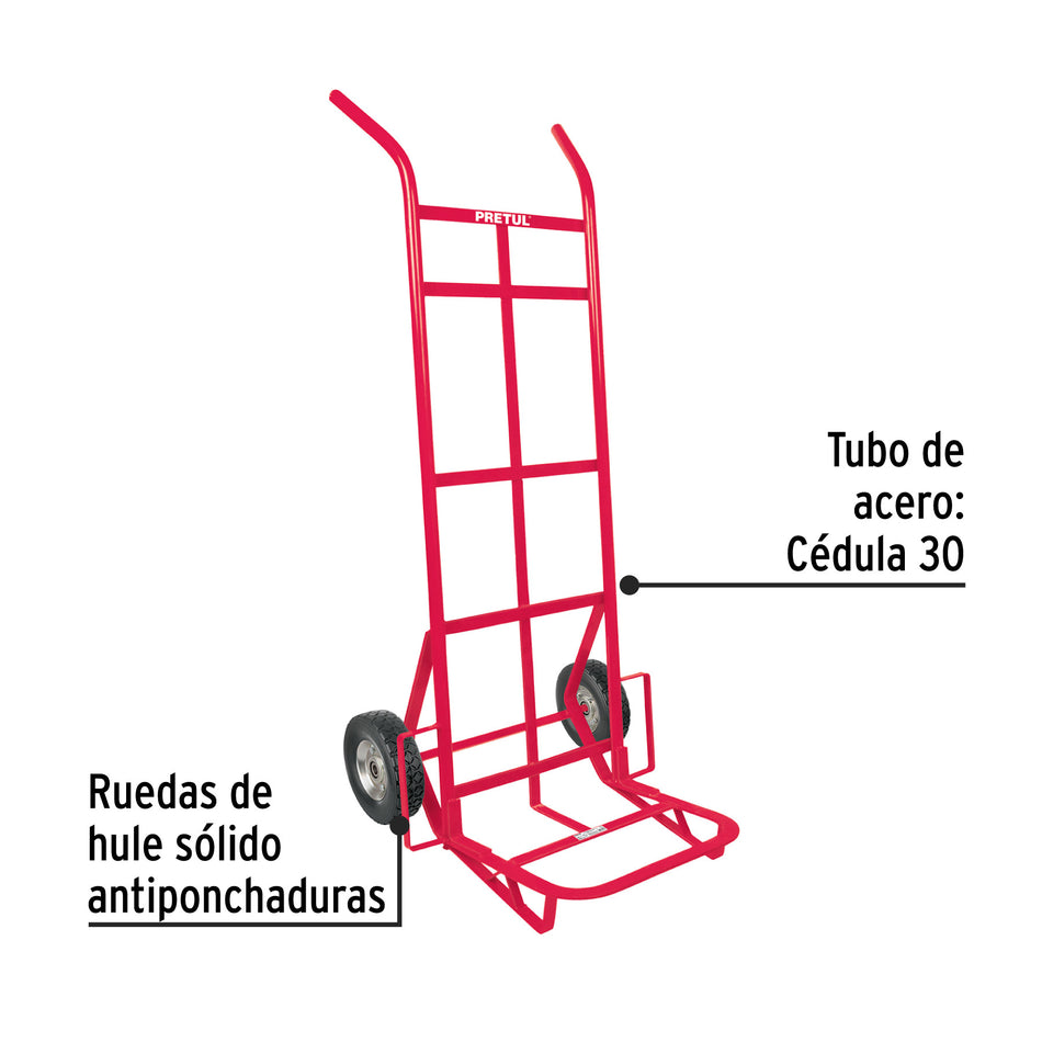 Diablo de carga de ruedas solidas doble balero 300 kg