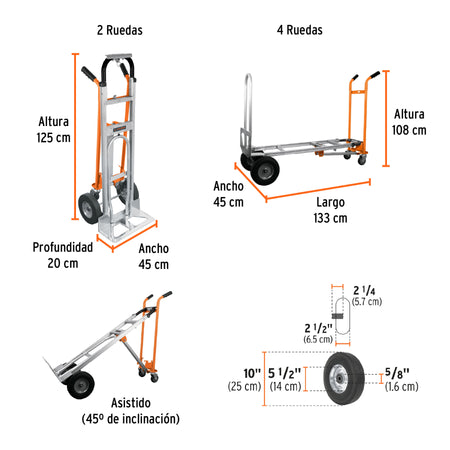 Diablo convertible de aluminio 3 en 1 Truper